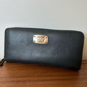 Michael Kors Black Pebbled Leather Clutch Wallet